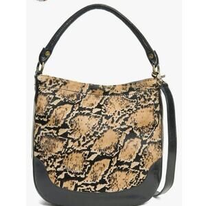 Frye Melissa Hobo Lge Black Haircalf Animal Print Handbag Strap and Dust Bag EUC